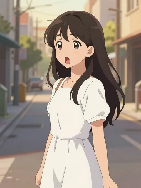 The same anime character with a surprised expression