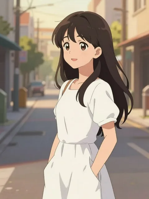 The same anime character with hands in pockets