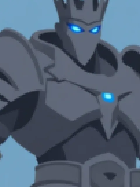 The helmet and shoulder region of the small input, magnified: blurred edges