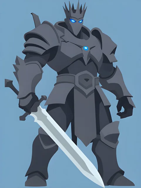 The same knight after a 4× AI upscale, clean edges and flat colour intact
