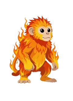 The electric monkey portrait, then the same monkey as a fire monkey