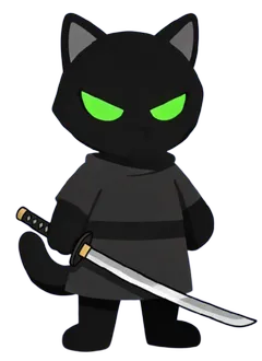 The character before any edit, then the same character holding a samurai sword in the right hand