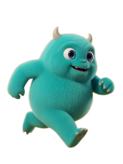 AI-generated creature character mid-action