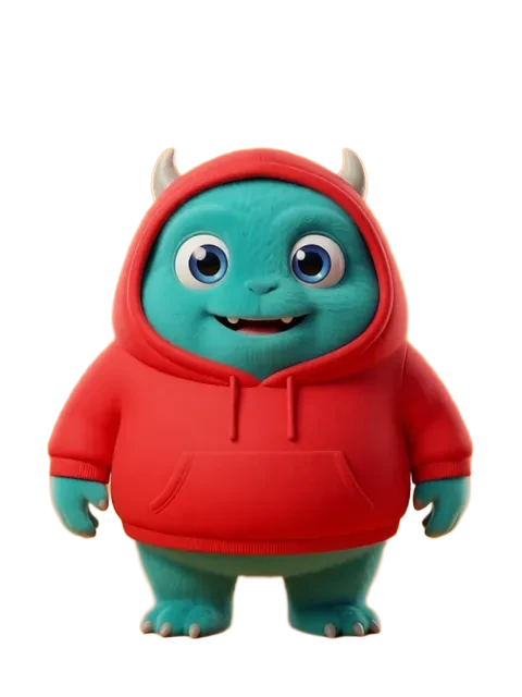 The same creature in a red hoodie after Outfit Variants