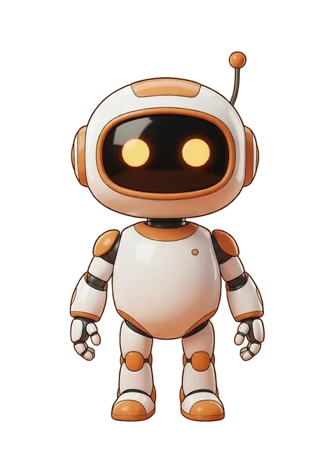 The white robot, then the same robot drawn in an anime style