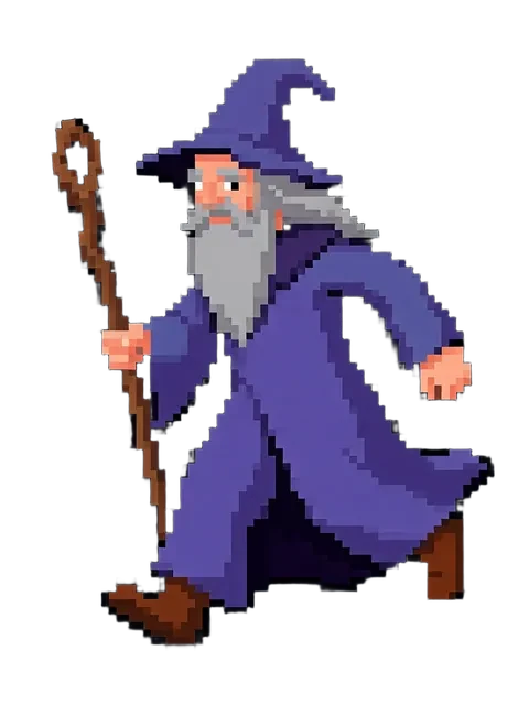 AI-generated wizard character in a dynamic action pose