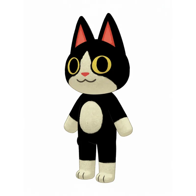 Slight left turn of the cartoon cat, full body example
