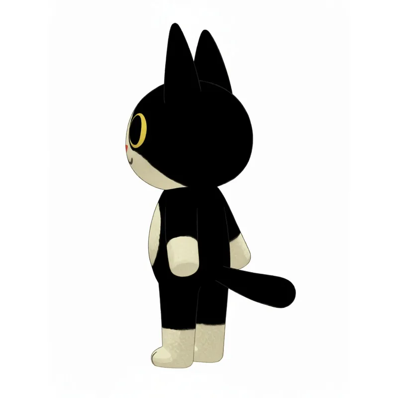 Left profile of the same cartoon cat, markings in the same places, on clean white