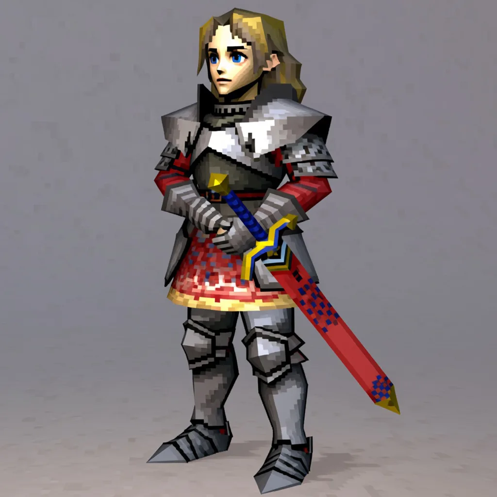 EZ PSX Retro conversion — pencil sketch, armoured knight