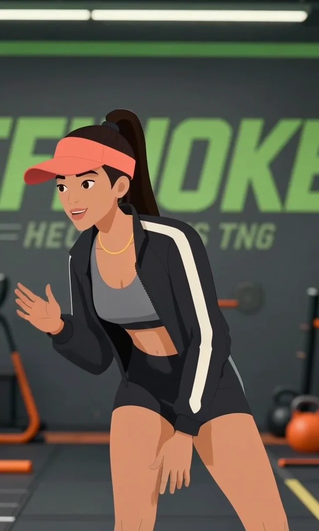 An illustrated athlete performs the reference movement